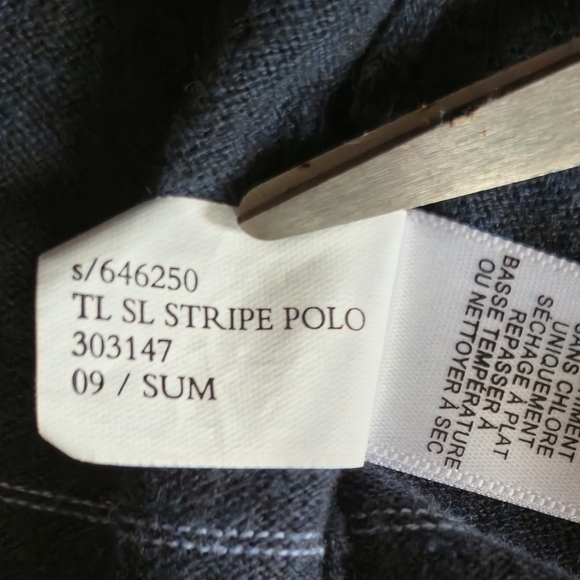 Banana Republic Silk Cotton Blend Casual Striped Knit Polo Shirt XL - Picture 5 of 10